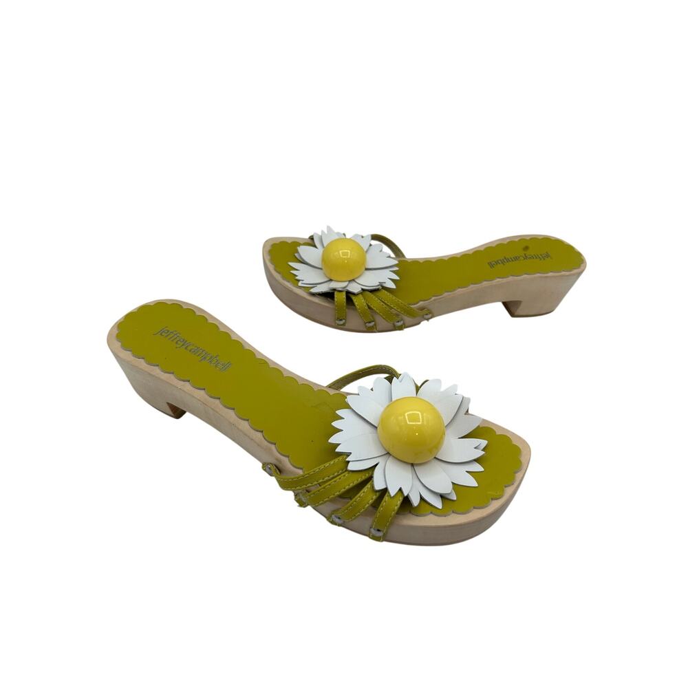 Jeffrey Campbell X Free People Blossoms Wooden Platform Clog Slide Sandal Green